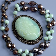 Uranium Glass Cameo Pendant