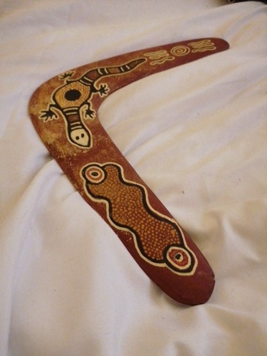 Wood boomerang hand painted - wood,