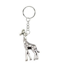 Cute Silver Giraffe Keyring Zoo Animal Keychain Gift Calf Metal Wildlife Wild