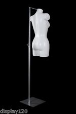 Female Mannequin Bust – White Retail Display with Adjustable Chrome Stand