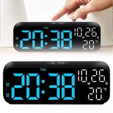 USB Digital LED Large Display Wall Desk Alarm Clock With Calendar Temperature UK