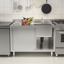 Catering Sink Unit Commercial Kitchen Stainless Steel Cabinet With Bowl Drainer