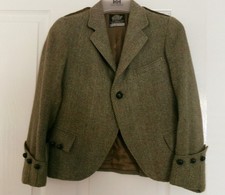 Boys Harris Tweed Kilt Jacket, Green 30L