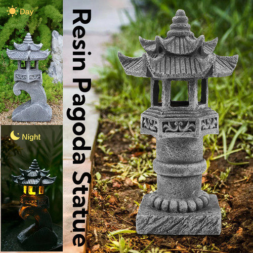 Resin pagoda statue solar - resin,