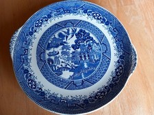 Old Willow British Anchor Round Cake Plate 25cm Double Handled