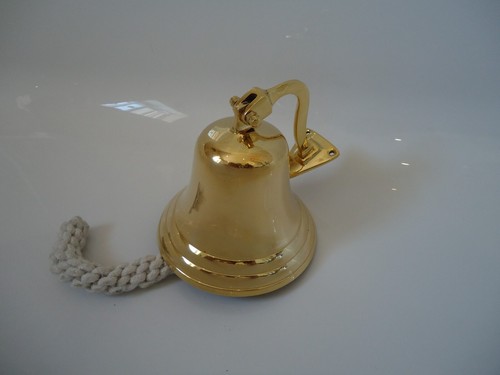 Ships brass bell - rope, &