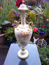 Large Royal Bonn Vase & Cover, Gilt Scrolled Handles To The Shoulders