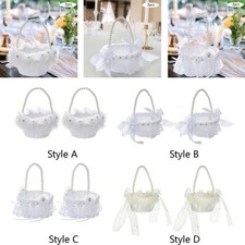 2 Pieces Flower Girl Baskets for Wedding Flower Petal Basket Elegant Bowknot