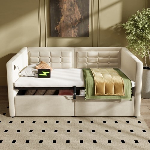 Upholstered sofa bed - bed, 90x190cm