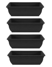 4 Black Trough Plant Pot Plastic Winchester Bel Garden Flower Patio Planter 46cm
