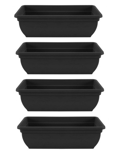 Black trough plant pot - black,