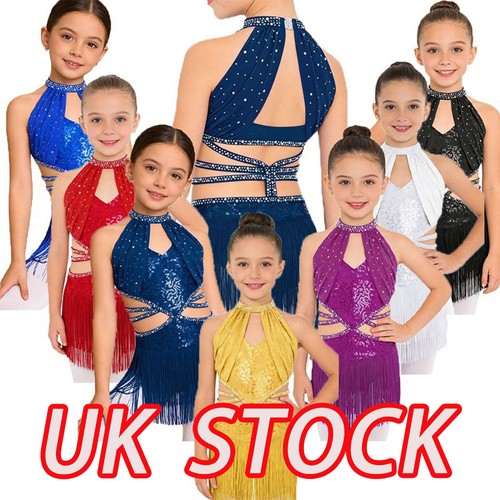 Kids girls tassel dress latin - tassel,