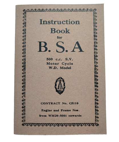 Bsa m20 instruction book - m20, wd