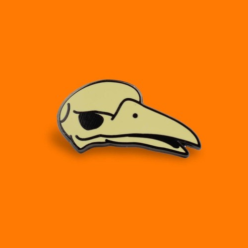 Bird skull enamel lapel - bird, pin
