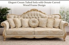 Elegant Cream Tufted Sofa with