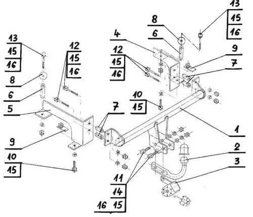 Swan neck tow - bar, for