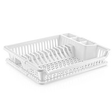 Kitchen Dish Drainer Plate Drying Rack with Drip Tray Cup Cutlery Utensil Holder
