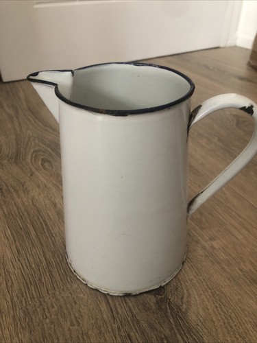 Vintage rustic enamel jug - enamel,