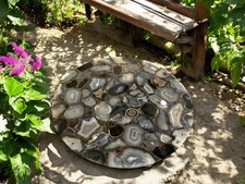 15" Agate Stone Round Handmade Coffee Table Top Modern Luxury Unique Garden Deco