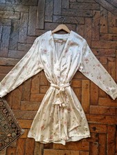 Vintage Ladies 1990s Laura Ashley Silk Floral Dressing Gown Robe M