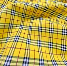 Yellow Plaid Tartan Cotton Woven Fabric BTY GR8 For Kilt Skirts Drape Dress