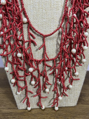 Vintage red seed - bead, coral