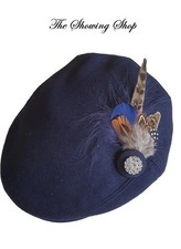 NAVY WOOL & FEATHER LEAD REIN/ IN HAND SHOWING CAP