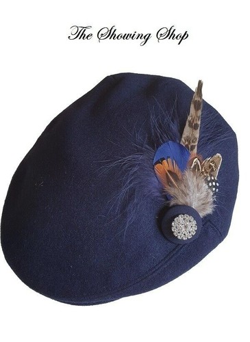 Navy wool feather lead - wool, rein/