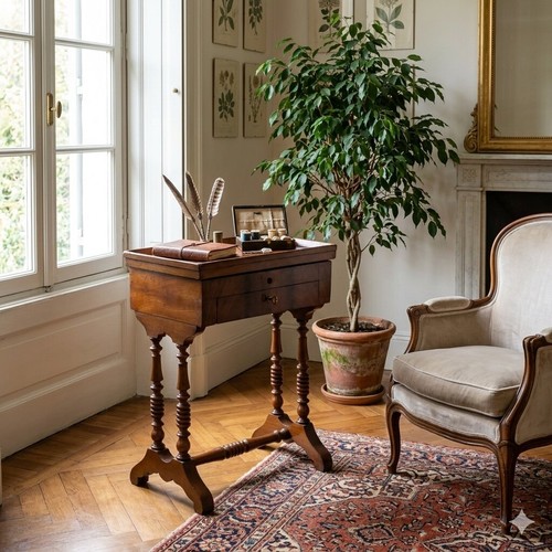 Antique sewing table - table, mahogany