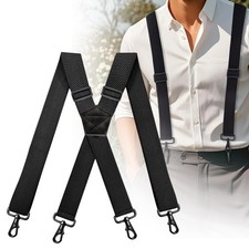 Heavy Duty Elastic Suspenders for Men Trouser Pants Braces 4Clip Strap Work Belt