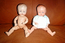 2 VINTAGE 1950'S PEDIGREE HARD PLASTIC BABY DOLLS 7.5 INCHES