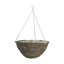 Hanging Basket Rattan 16" / 40cm Lined Natural Wicker Flower Planter | x 3