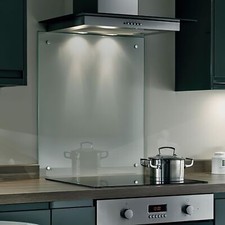 Clear Glass Kitchen Splashback Heat Resistant with Pre Drilled Holes & Fixings
