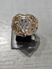 9ct Yellow Gold Cz Saddle With Rope Signet Ring Size T