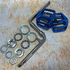 Old School BMX Darxide One Piece Crank Bottom Bracket and Haro DX Pedal Combo