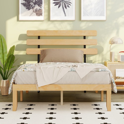 Solid wood bed frame double - solid,