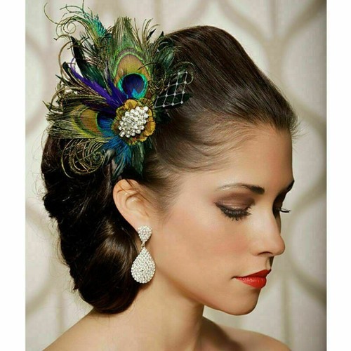 Peacock feather fascinator - peacock,