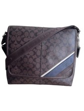Coach Monogram Brown Leather Crossbody Messenger Bag Mens Work Travel 70339