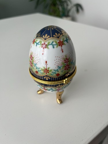Vintage porcelain egg trinket - vintage,