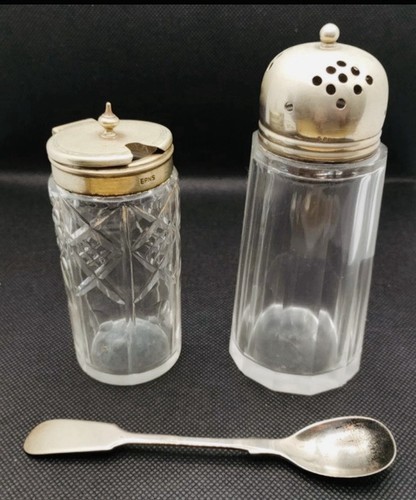 Cruet set cut glass with - set,
