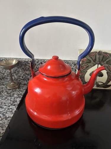 Vintage old red enamel - enamel, metal