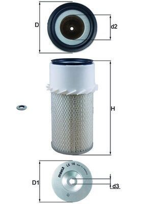 Mahle air filter fits - mahle, 16