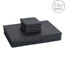 Rectangle Slate Placemats x6 and Coasters x6 Set Padded Feet Dining Wedding