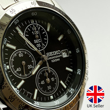 Seiko Chronograph SND367PC - Black Dial, 38mm Quartz Tachymeter, 100m WR, JDM
