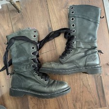 Dr Doc Martens Triumph Aimilita tartan midcalf biker leather boots UK8 EU41