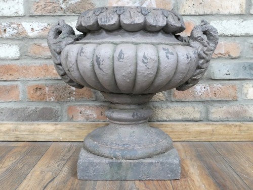 Stone grey fluted urn planter - fluted,