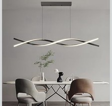 Mikeru 100CM Wave Pendant Light, Black Modern Chandelier Breakfast Bar Island