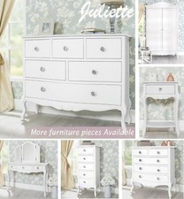 White Bedroom Furniture French Chest of Drawers Bed Wardrobe Juliette ShabbyChic