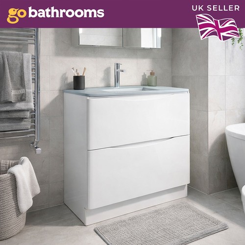 900mm white gloss vanity unit - 900mm,