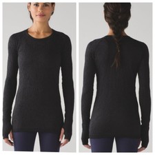Lululemon Womens Size 4 Black Rest Less Textured Floral Long Sleeve Pullover  #5